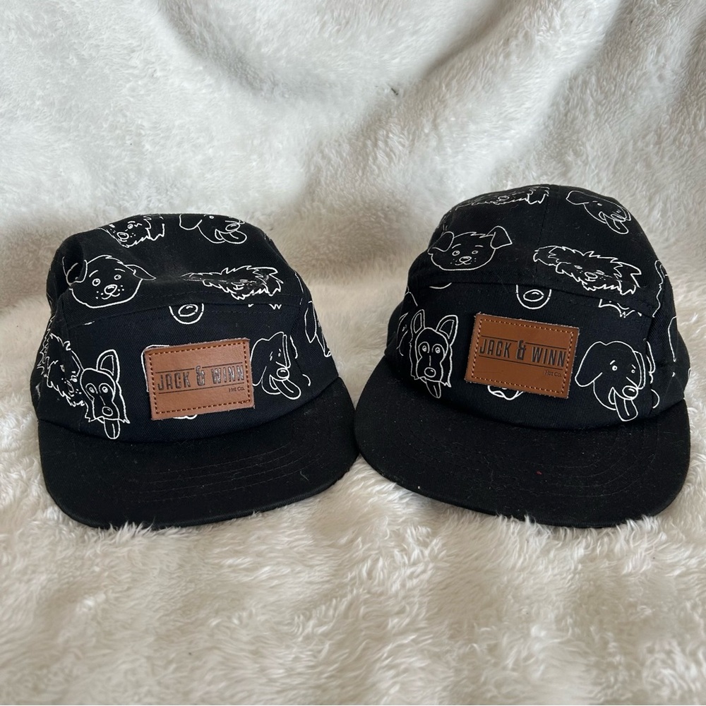 Jack & Winn Black Dog Print Caps
